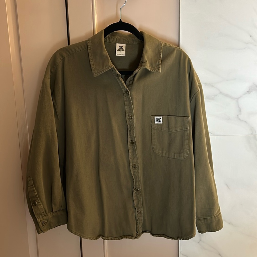 Lucy & Yak cropped boxy button-up shirt